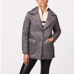 Bernardo Black/Brown/White Checkered Puffer Blazer Jacket